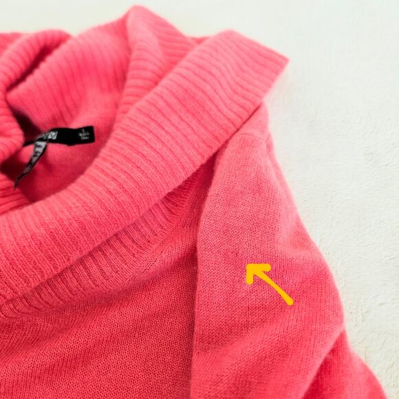 Apt. 9 100% Cashmere Sweater Oversized Turtleneck Collar Coral Pink Sz L Preppy - Picture 10 of 13